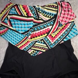 Red and Blue One Piece Swimwear with Vibrant Design